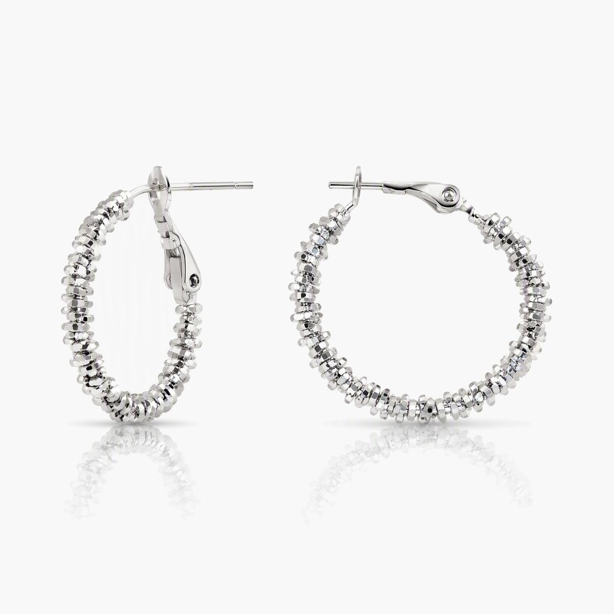 Trendy Paved Stone Hoop Earrings
