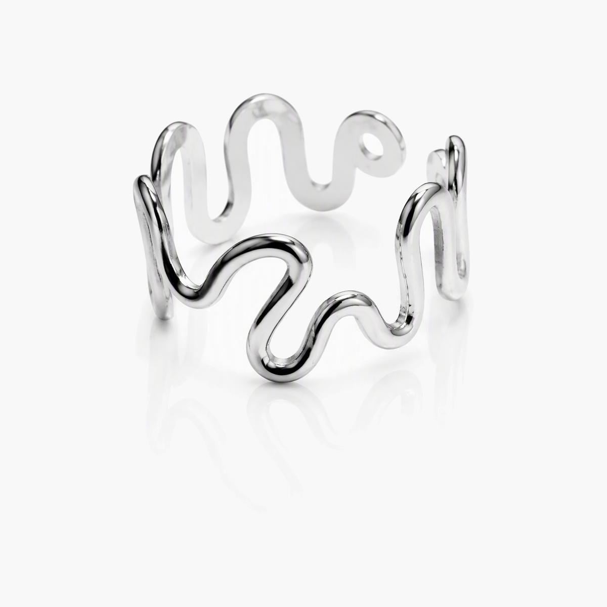 Trendy Wavy Open Cuff Ring