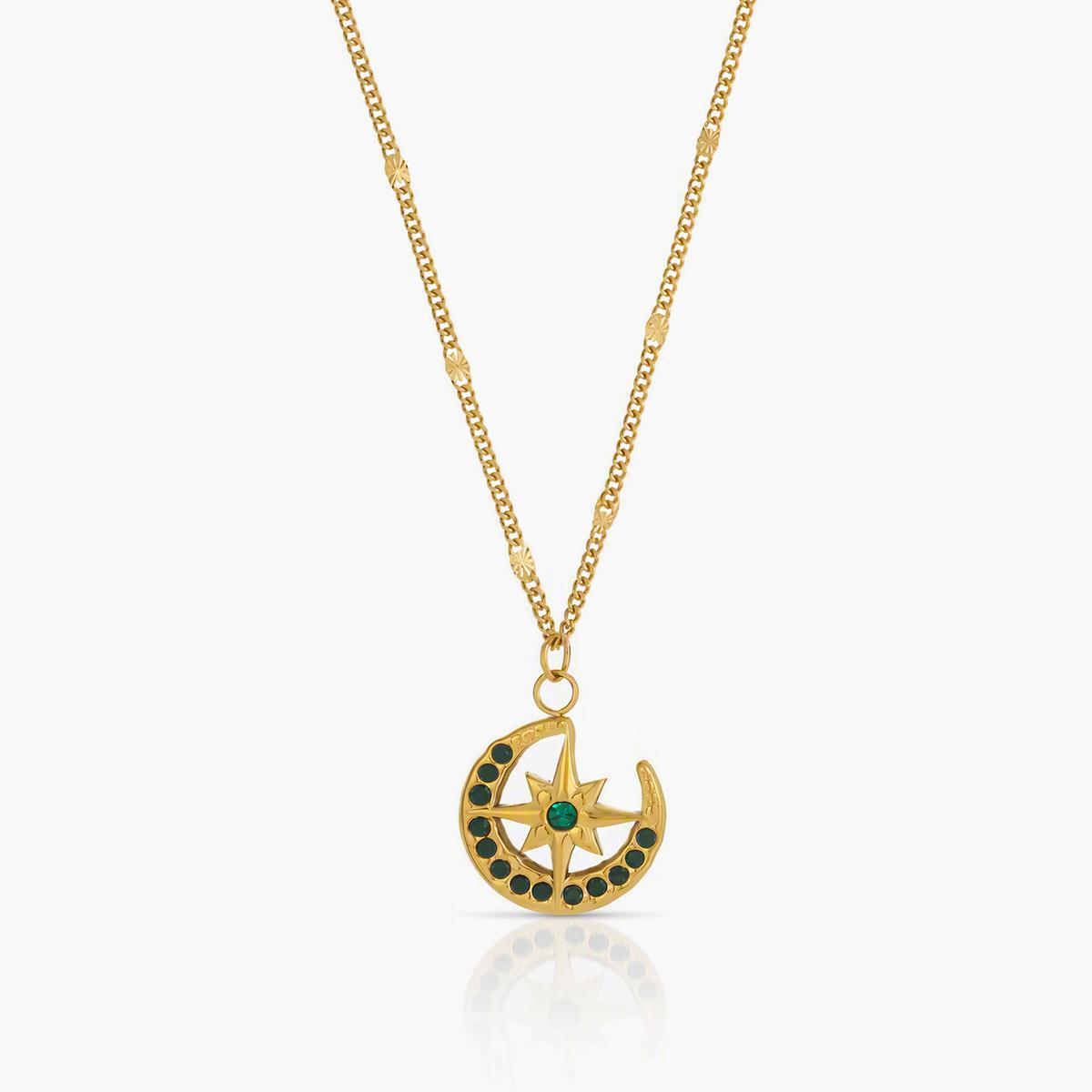 Crescent Moon & Star Pendant Necklace