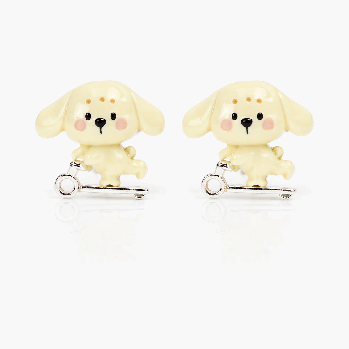 Cute Puppy And Bow Stud Earrings