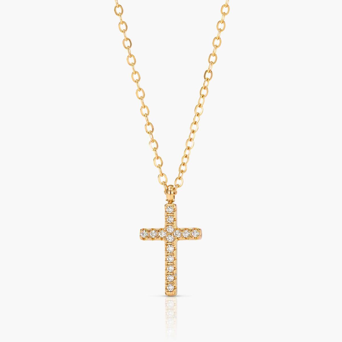 Dainty Paved Cross Pendant Necklace