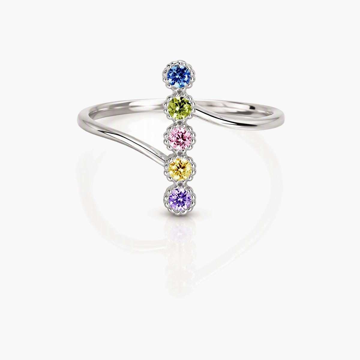 Dainty Five-Stone Vertical Bar Ring