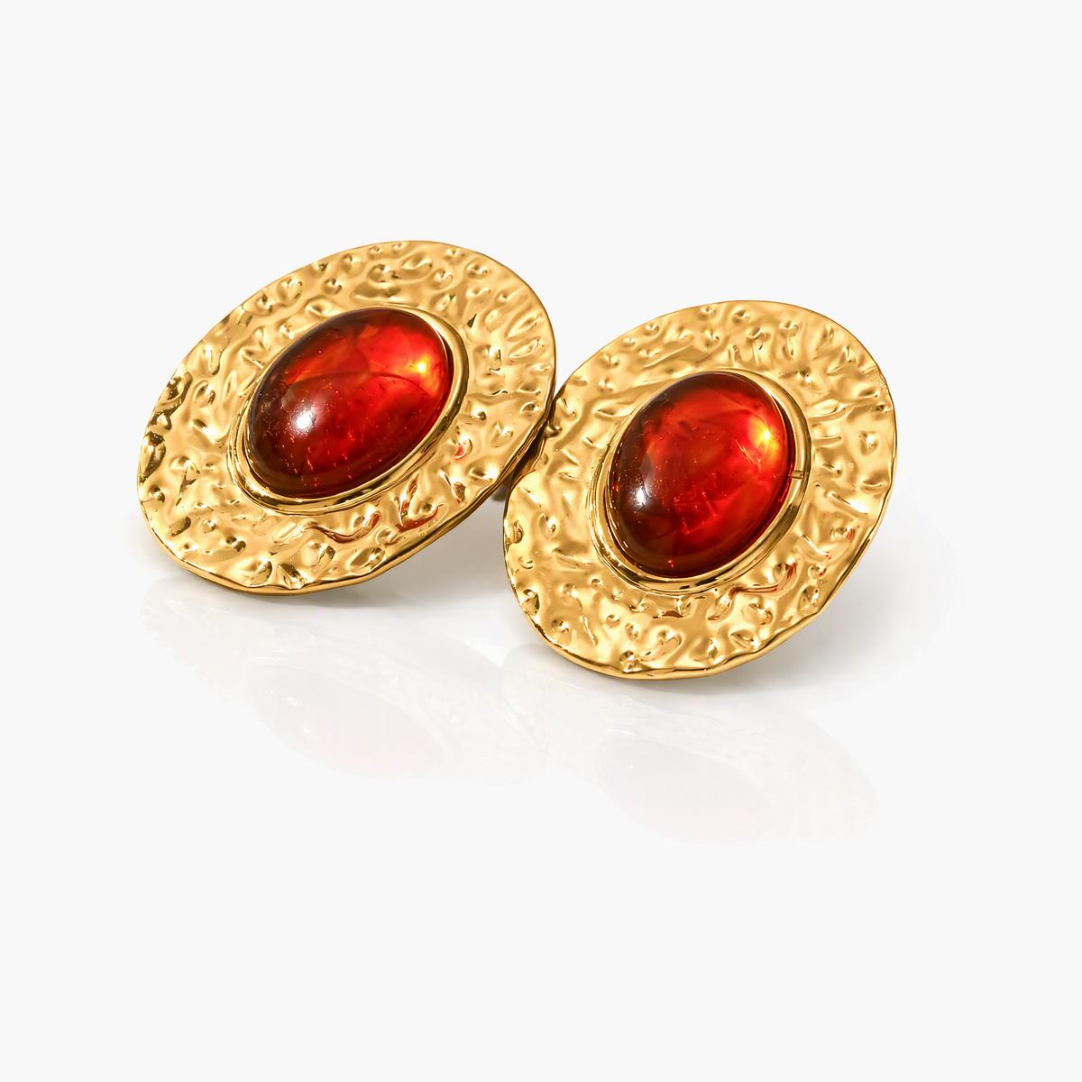 Textured Oval Stud Earrings