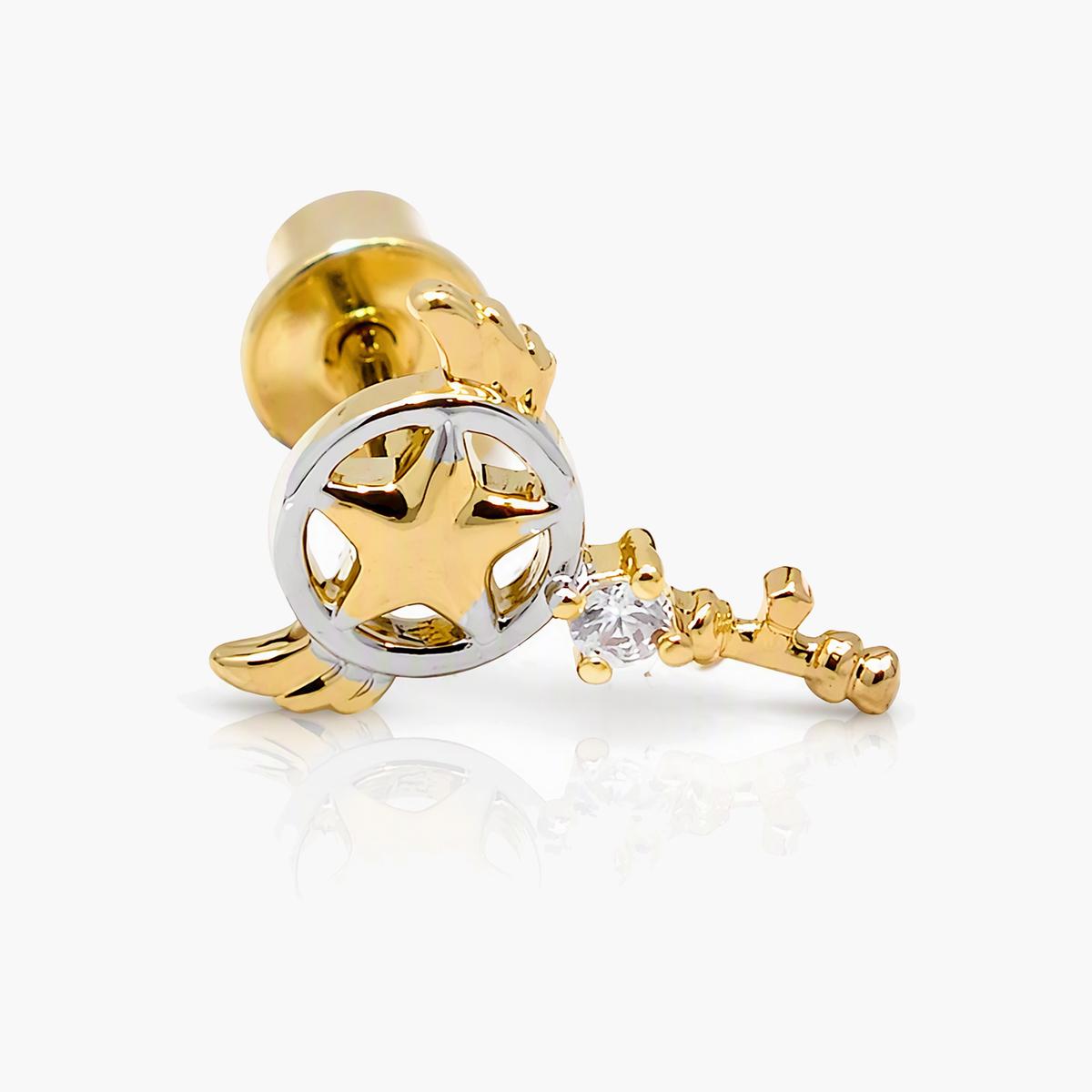 Cute Star And Key Stud Earrings