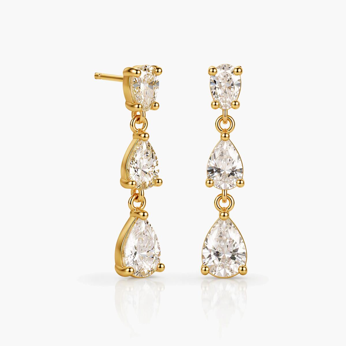 Elegant Triple Pear Drop Earrings