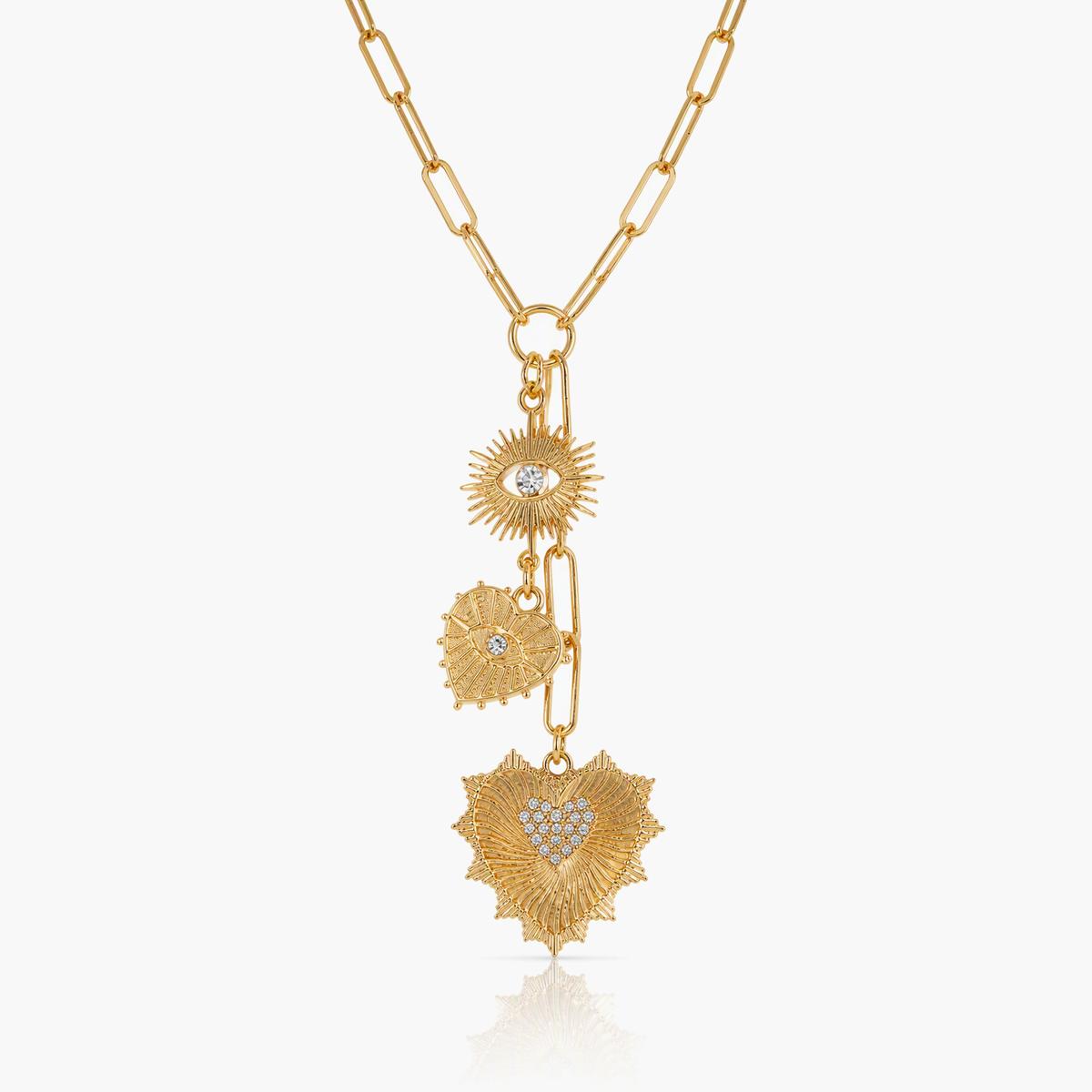 Trendy Heart And Sun Charm Necklace