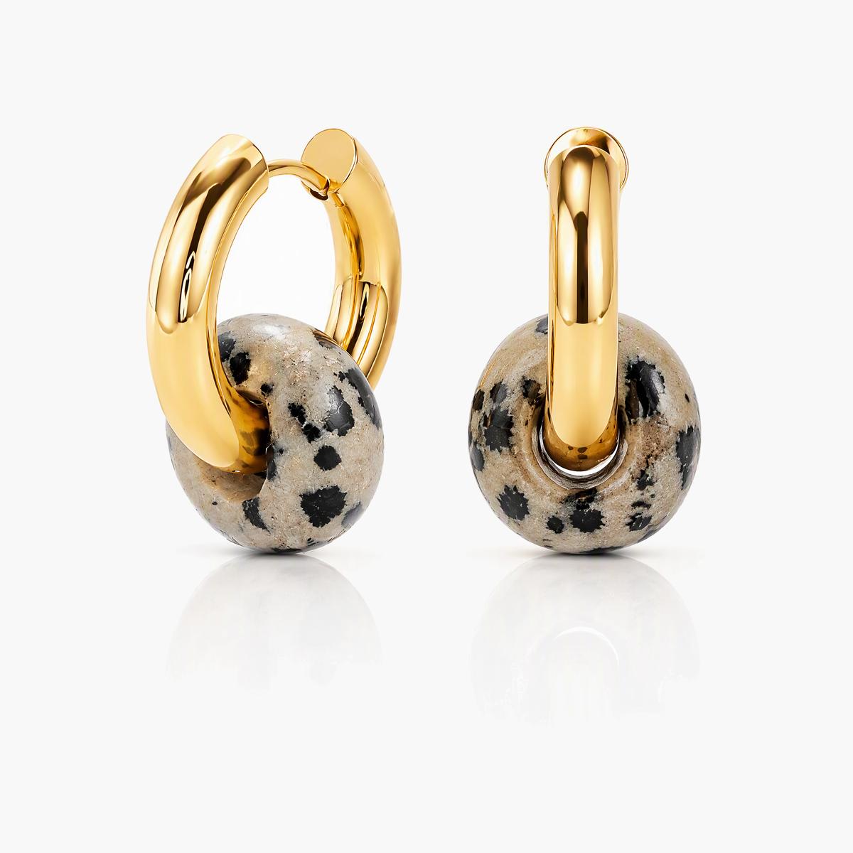 Trendy Stone Bead Hoop Earrings