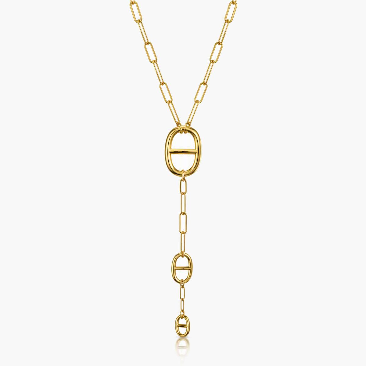 Trendy Oval Link Lariat Necklace