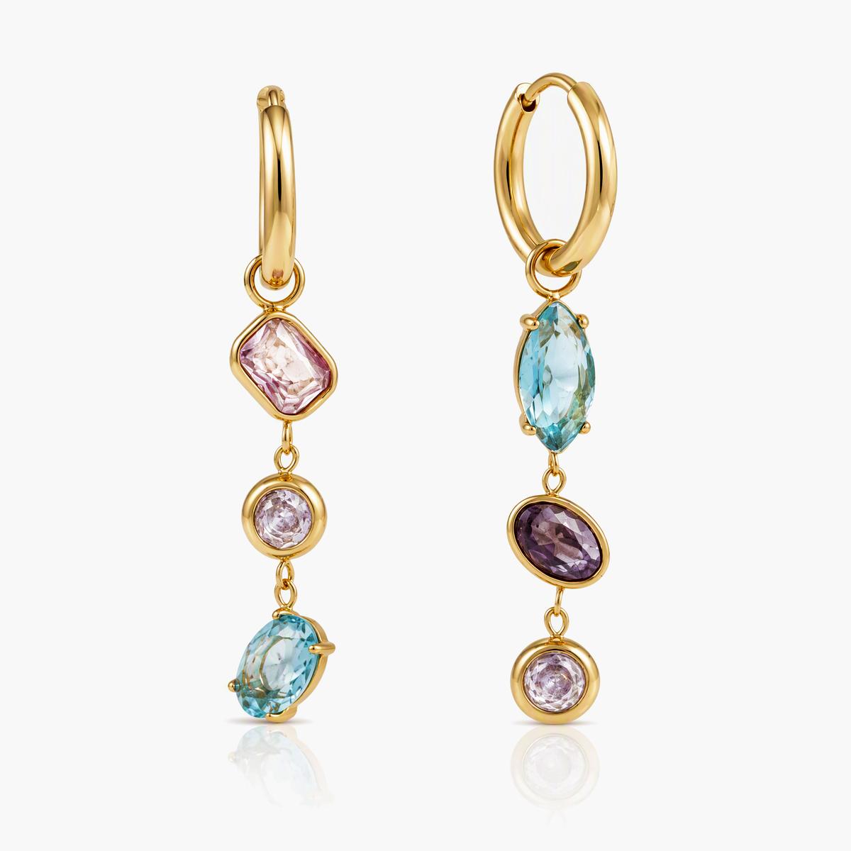 Dainty Square & Teardrop Drop Earrings