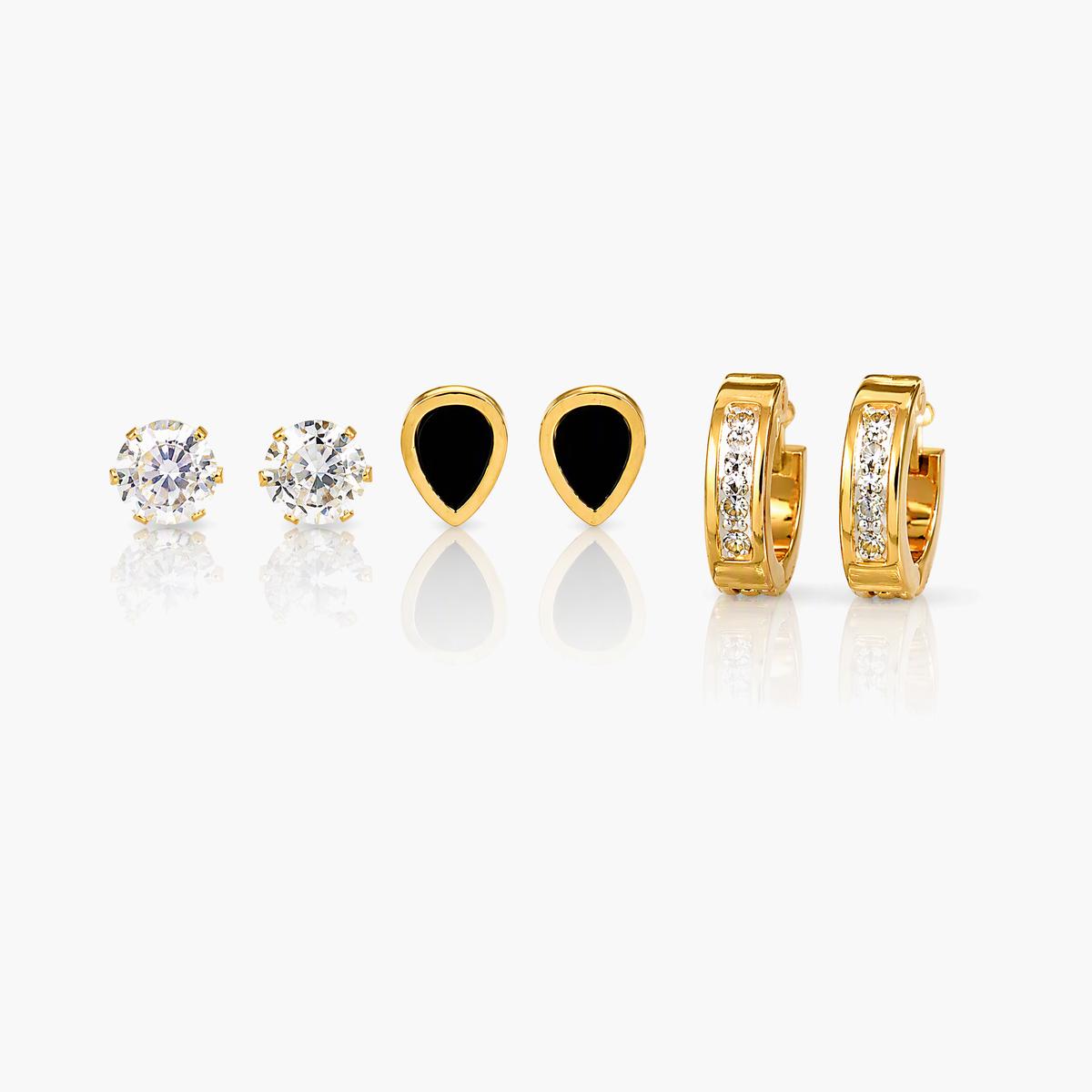 Trendy Geometric Stud And Hoop Earrings