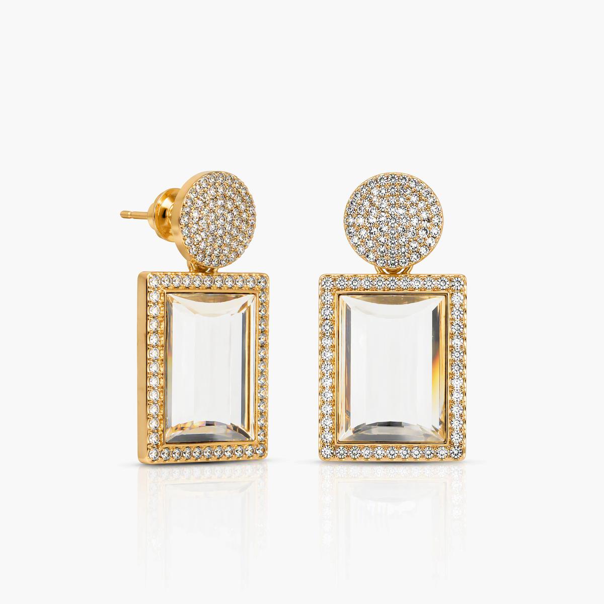 Trendy Disc And Square Drop Earrings