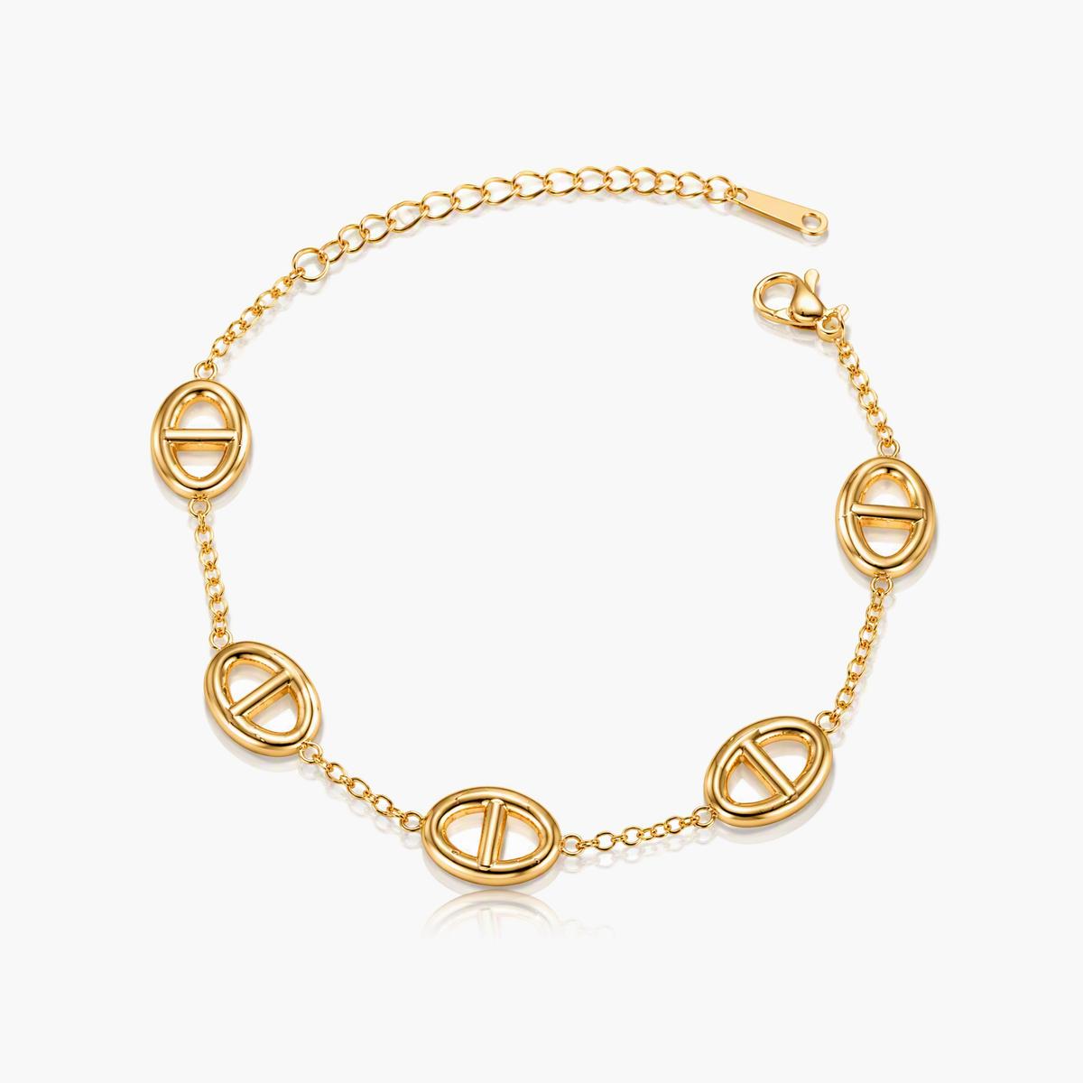 Dainty Heart Clover Oval Link Bracelet