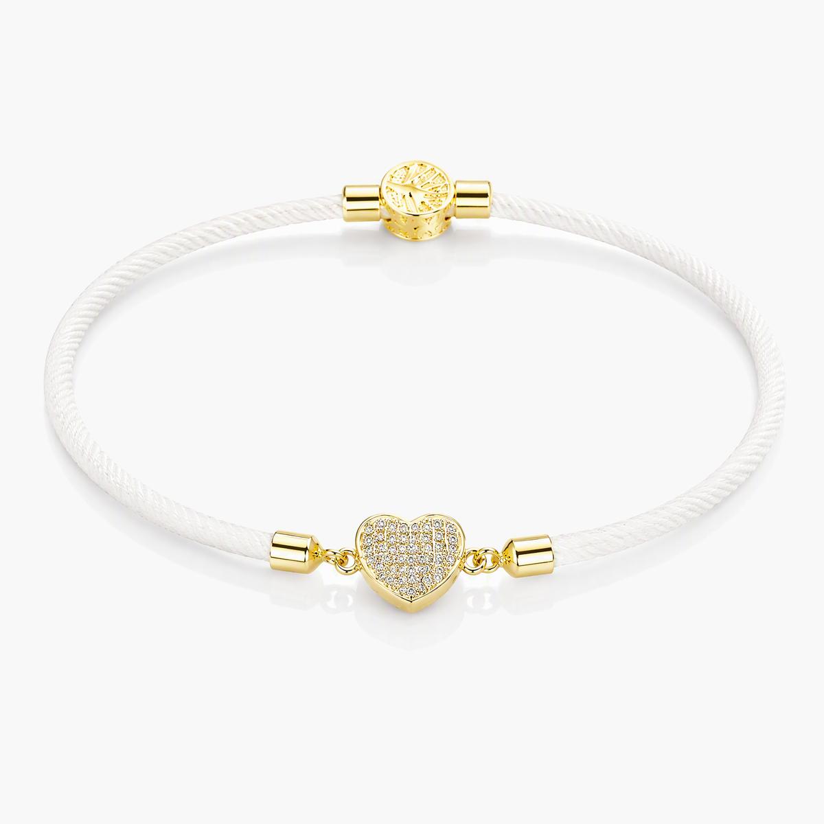 Dainty Paved Heart Charm Bracelet