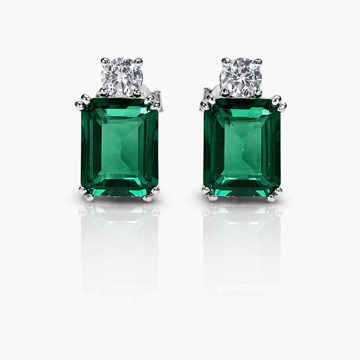 Elegant Emerald Rectangle Stud Earrings