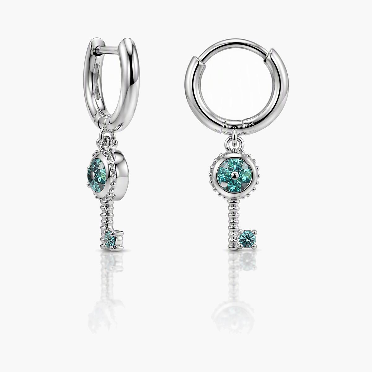 Key Charm Huggie Earrings