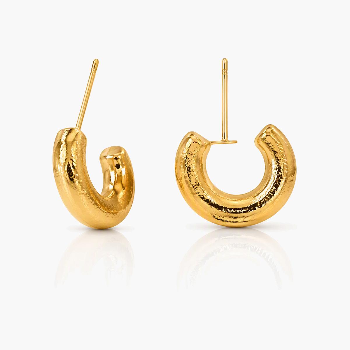 Textured Crescent Huggie Earrings