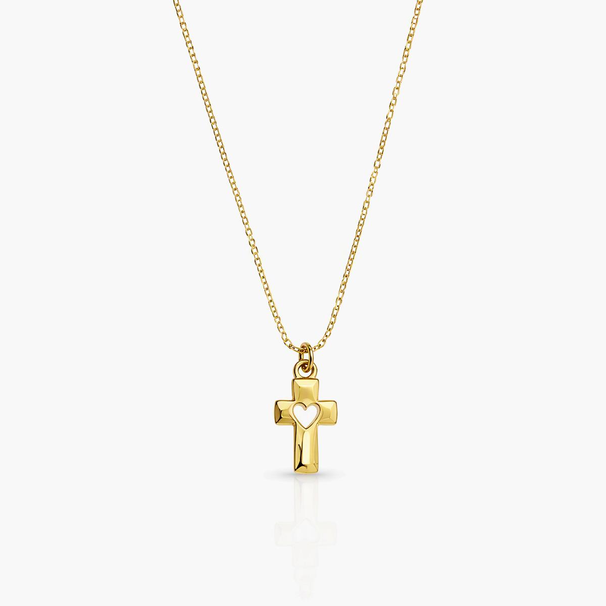 Dainty Cross with Heart Necklace