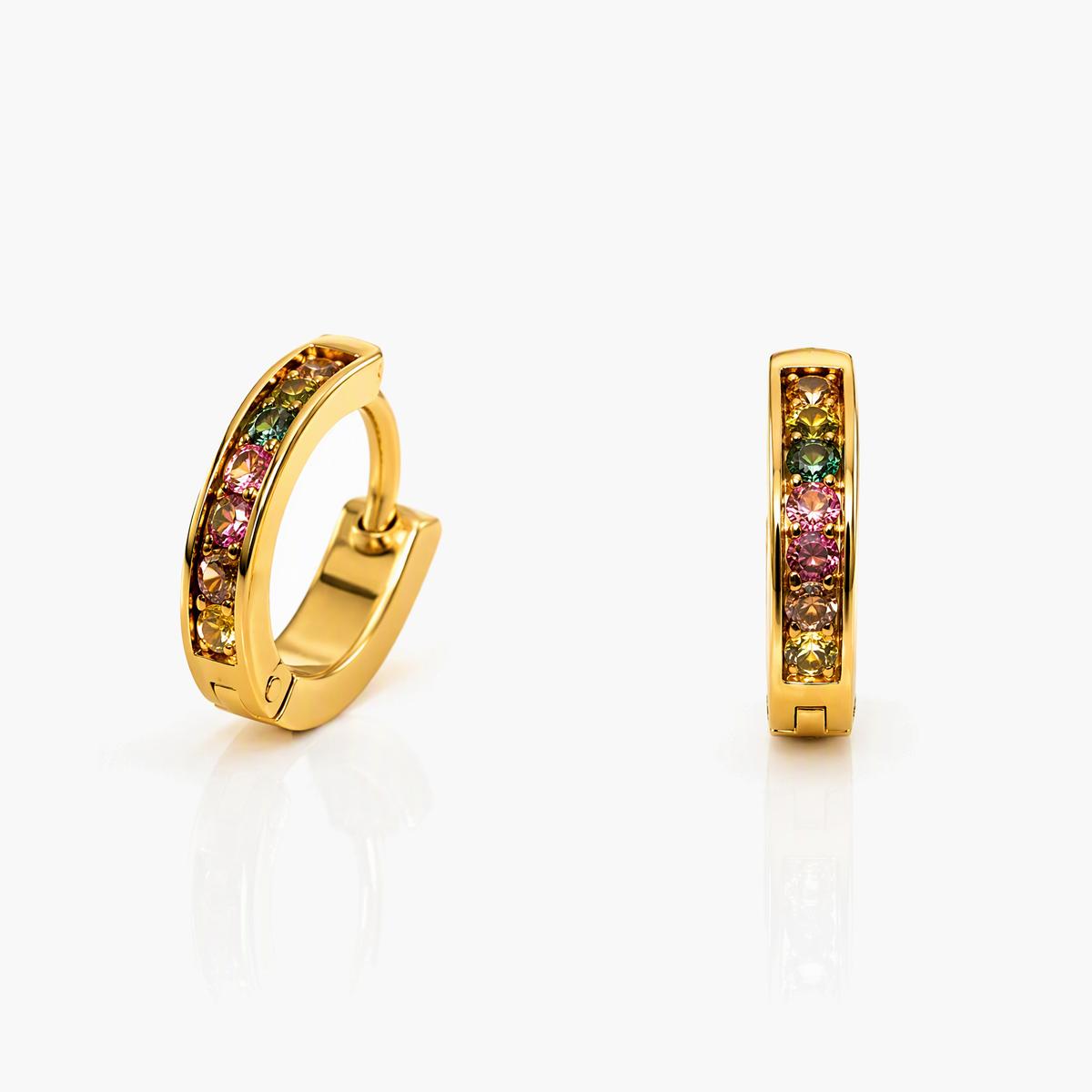 Rainbow Stone Huggie Earrings