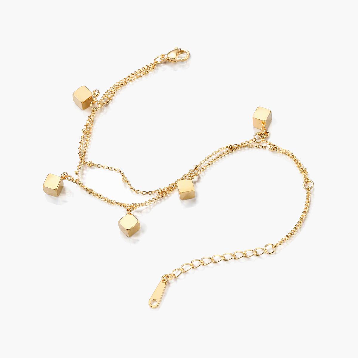 Dainty Cube Charm Bracelet