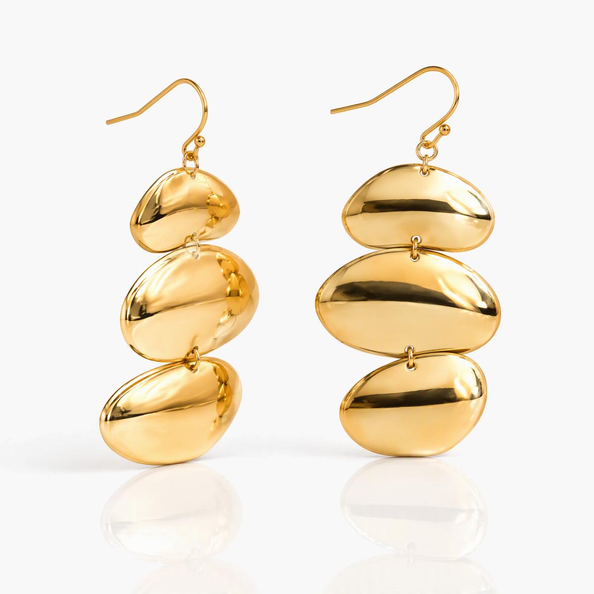 Trendy Triple Disc Drop Earrings