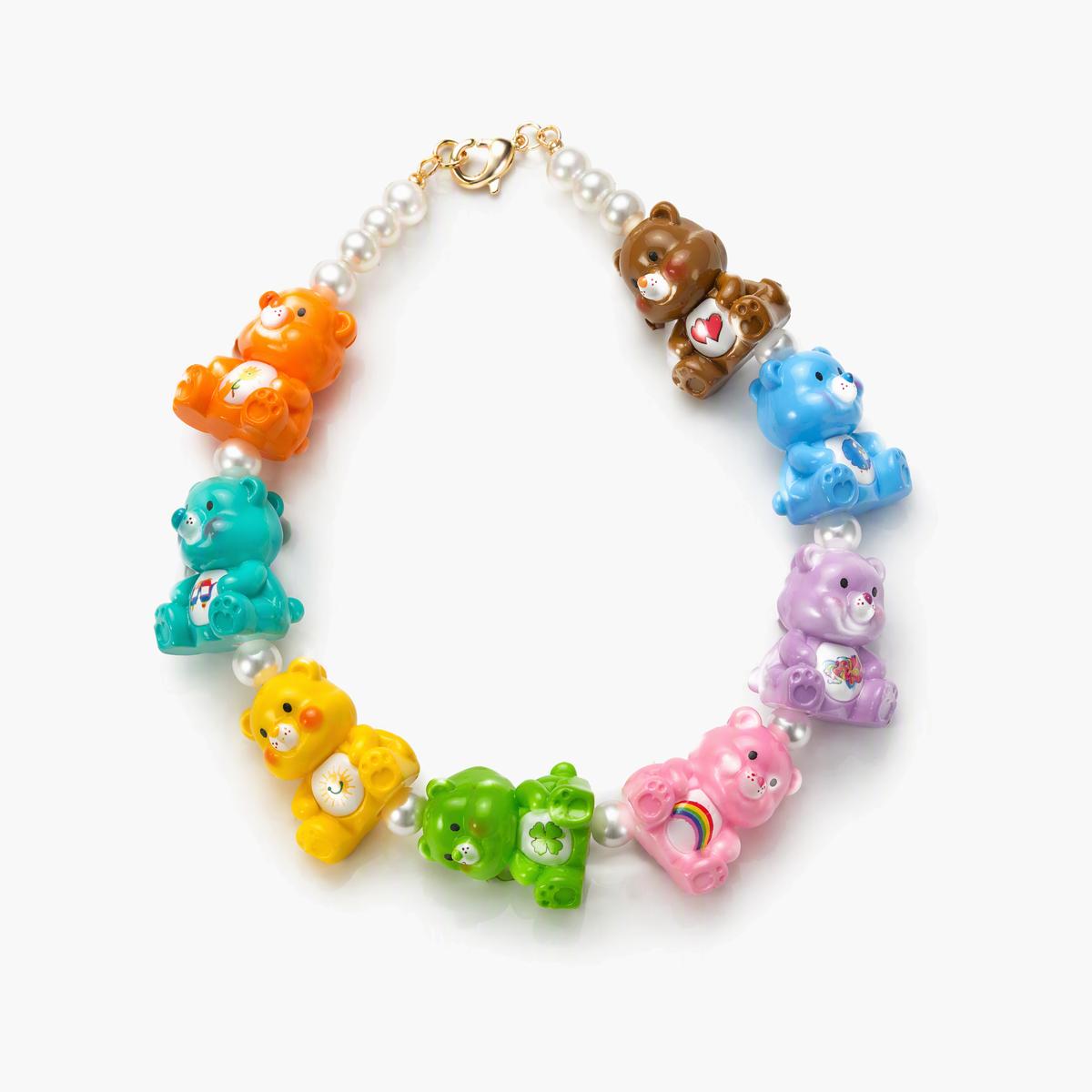 Cute Bear Charm Pearl Necklace