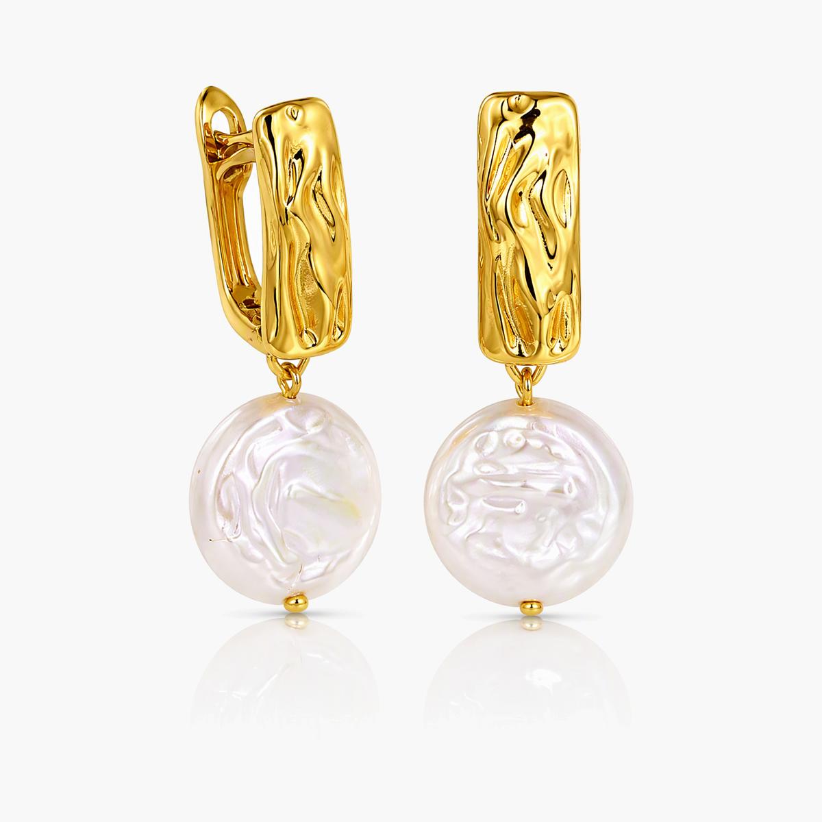 Textured Rectangle Pearl Drop Earrings