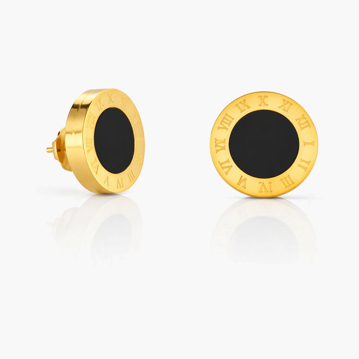 Roman Numeral Circle Drop Earrings