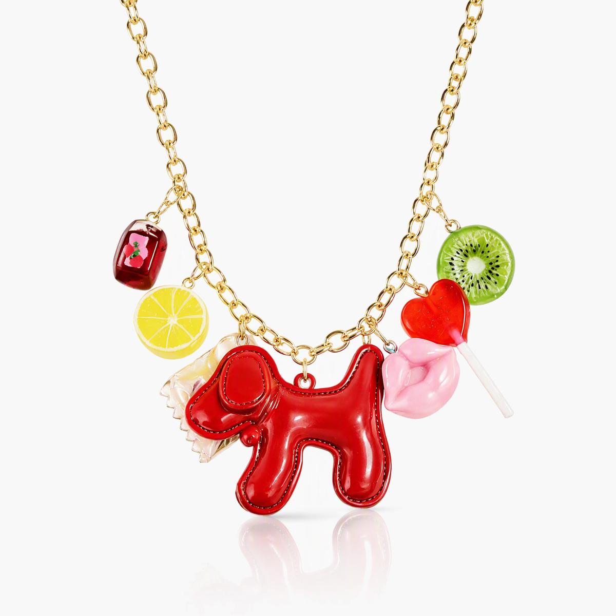 Cute Fruit And Dog Charm Necklace