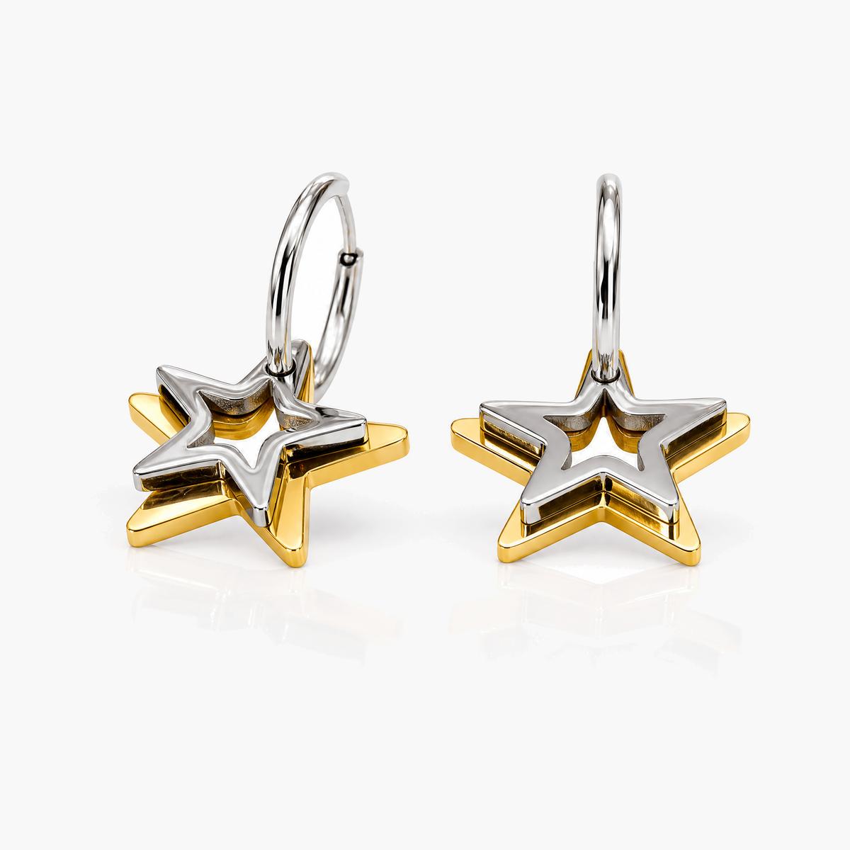 Trendy Double Star Hoop Earrings