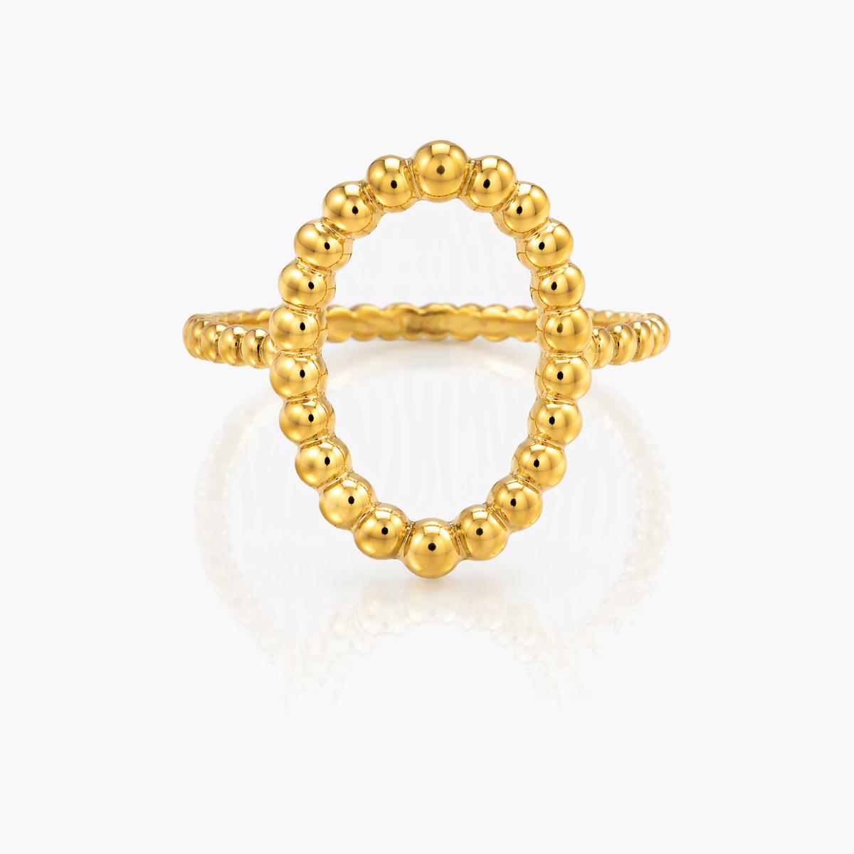 Dainty Beaded Oval Ring