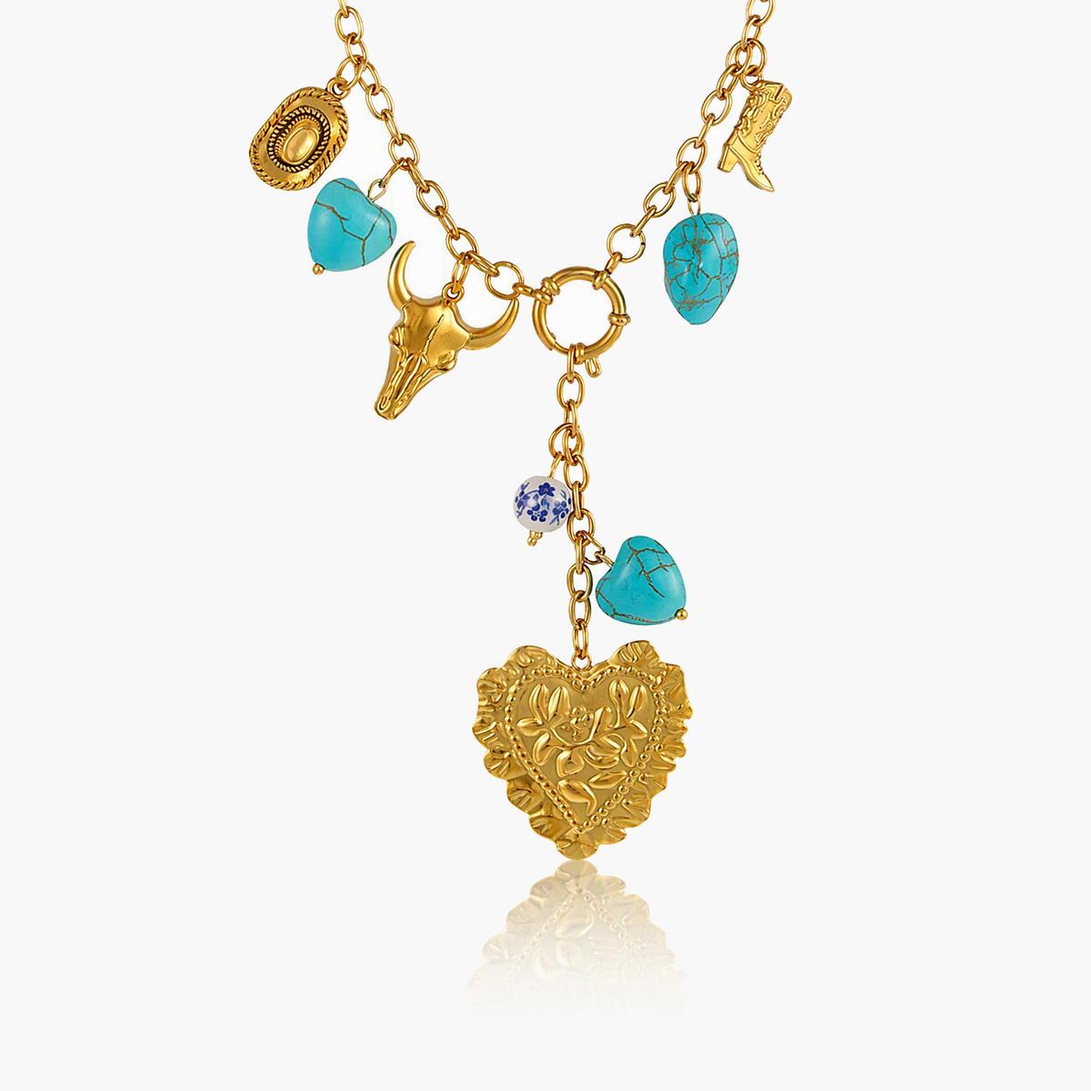 Boho Heart Charm Necklace