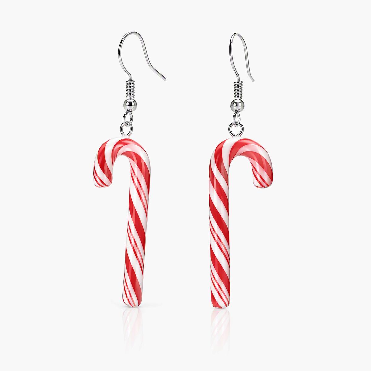 Cute Candy Cane Drop Earrings