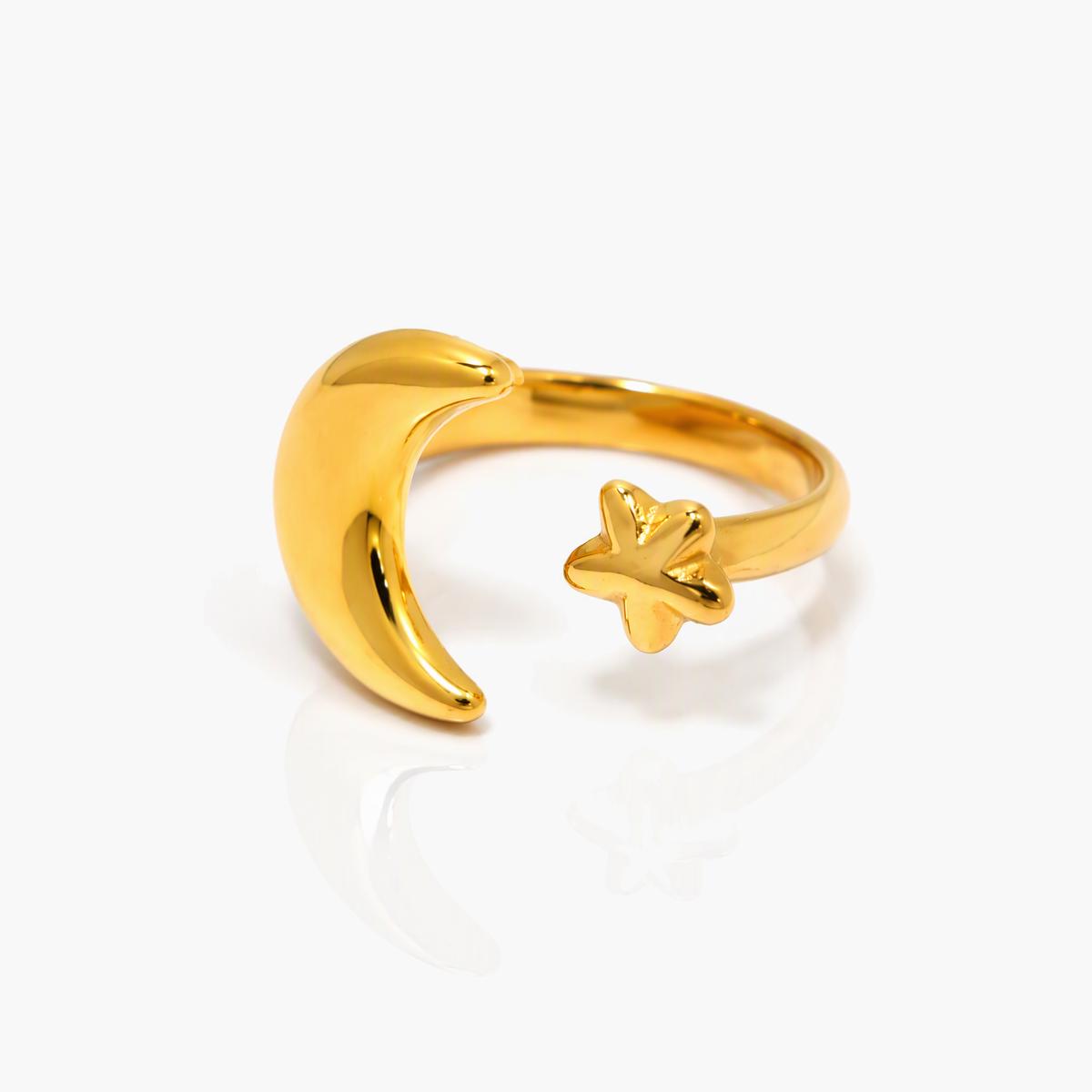 Trendy Moon and Star Ring