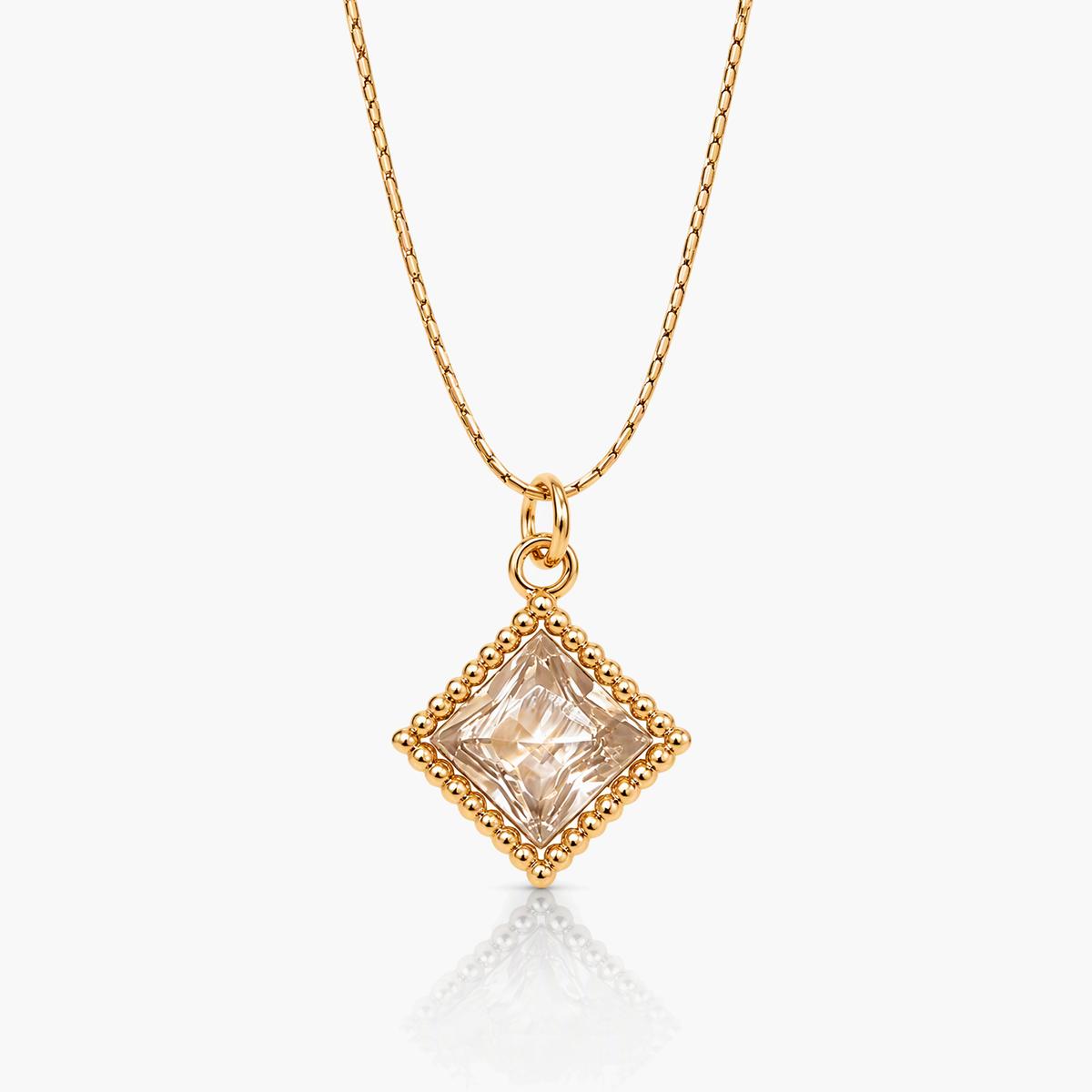 Square Beaded Pendant Necklace