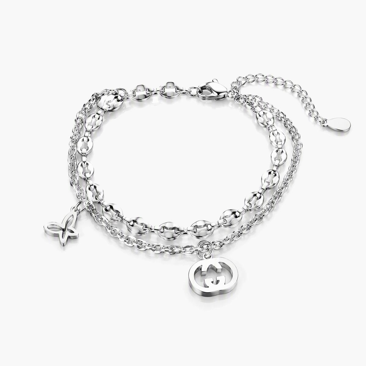 Trendy Double Chain Butterfly Bracelet