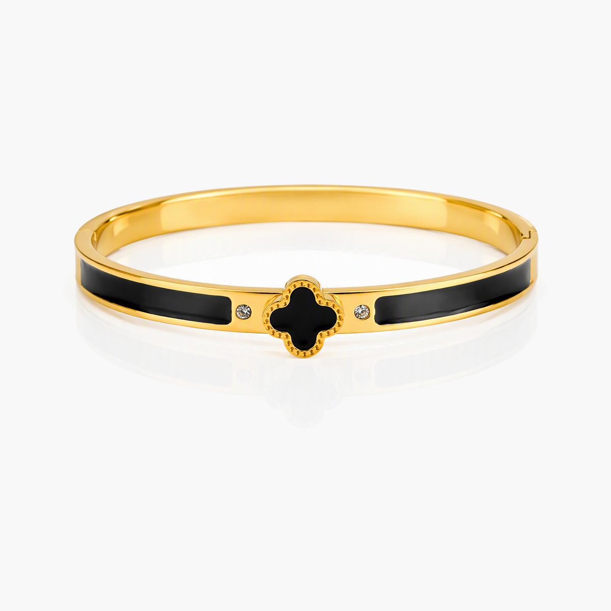 Four-Leaf Clover Open Cuff Bangle