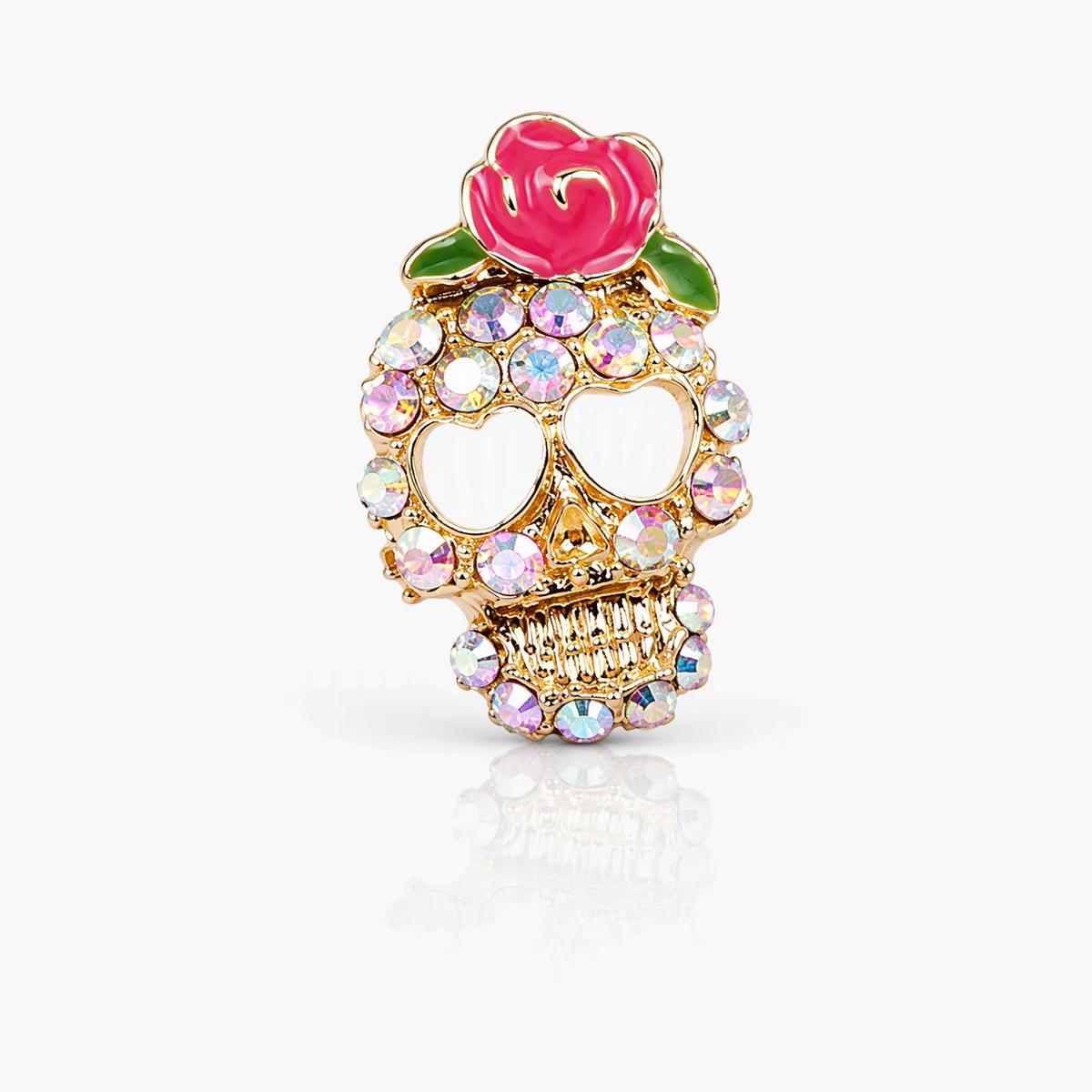 Trendy Rose Skull Stud Earrings