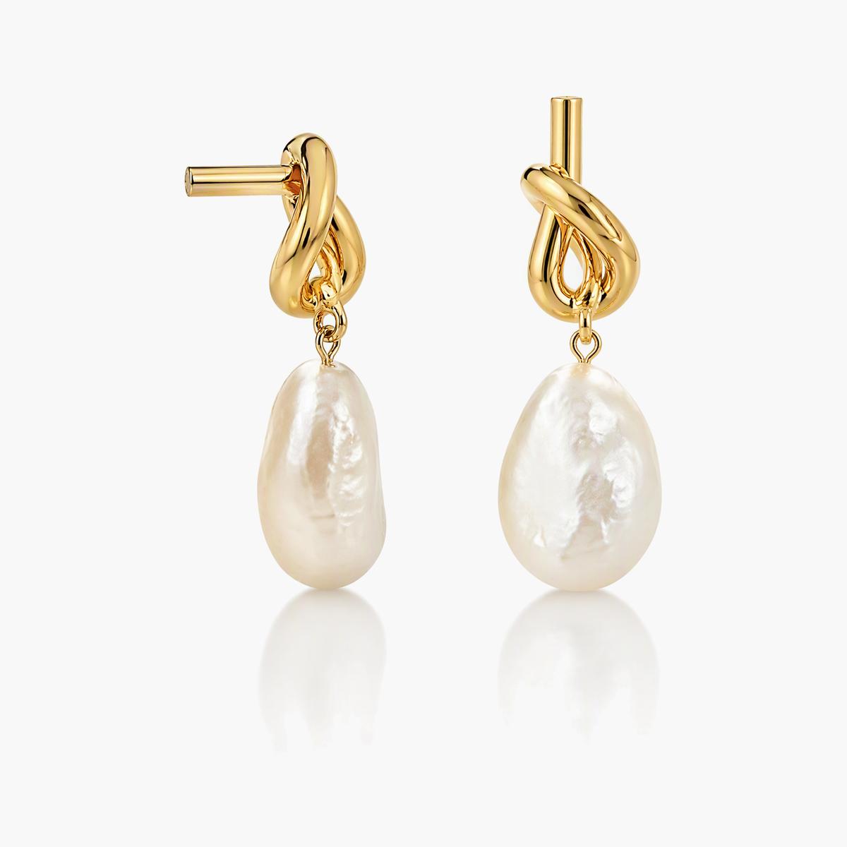 Elegant Love Knot Pearl Drop Earrings