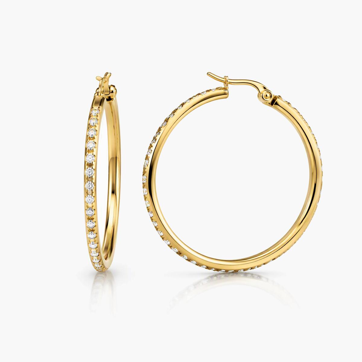 Paved Stone Hoop Earrings