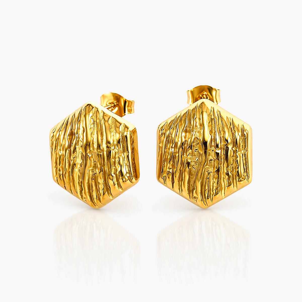 Textured Hexagon Drop Earrings