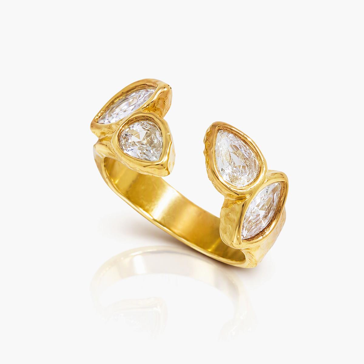Chunky Three-Stone Open Ring
