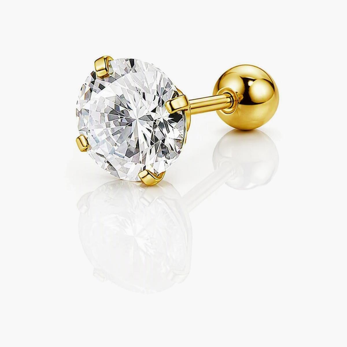 Round Single Stone Stud Earrings
