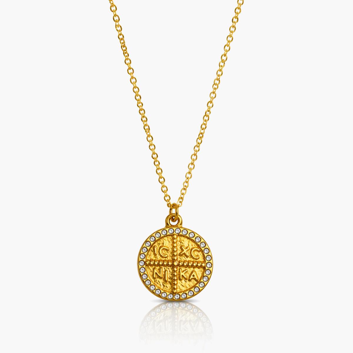Vintage Coin Cross Pendant Necklace