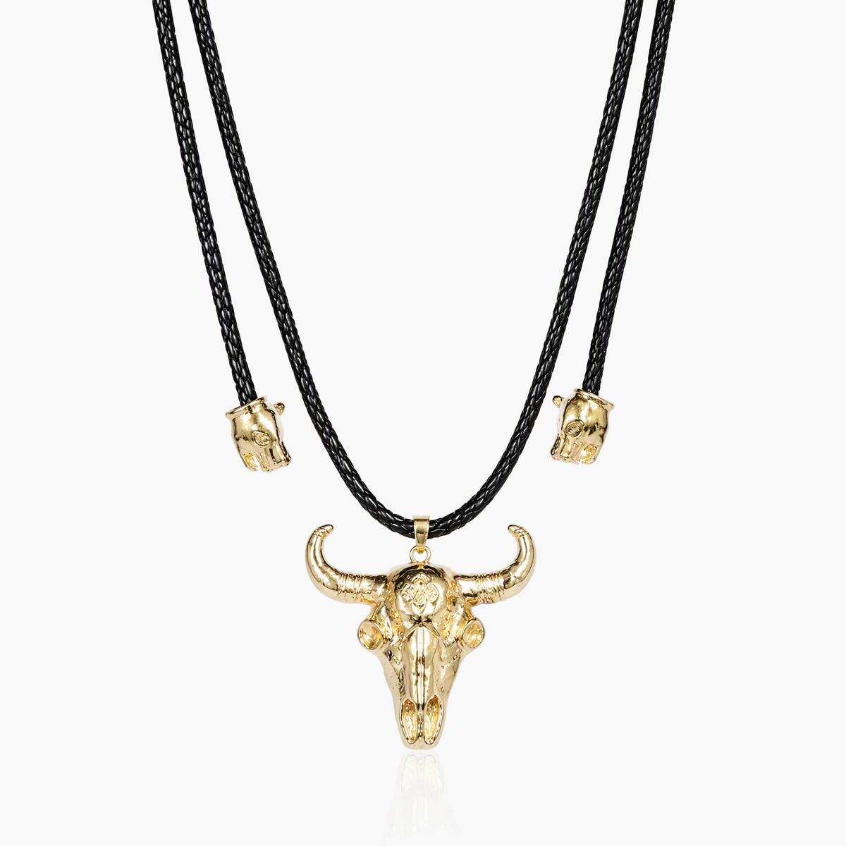 Boho Bull Head Pendant Necklace