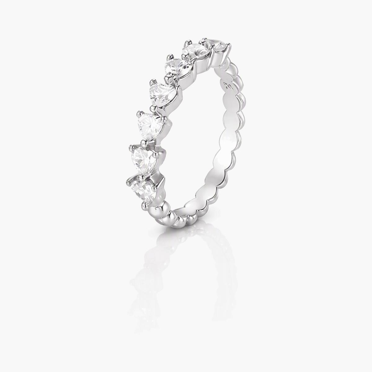 Elegant Heart Stone Band Ring