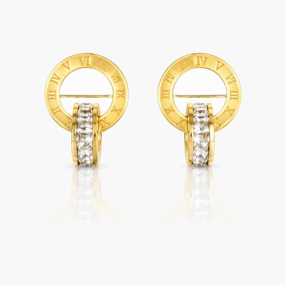 Roman Numeral Hoop Stud Earrings