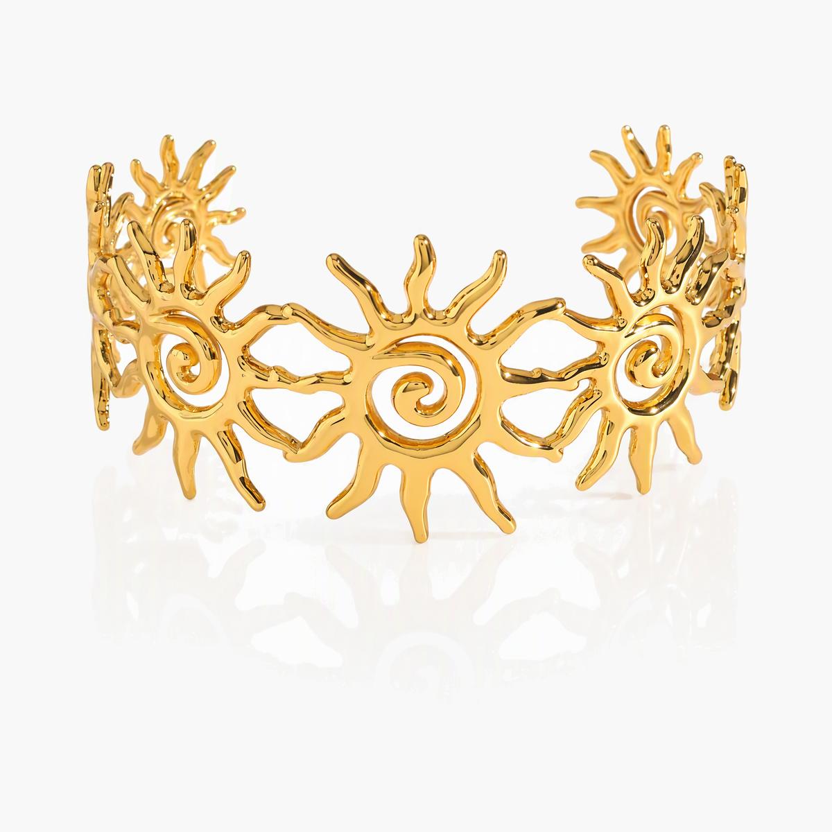 Boho Sun Motif Open Cuff Bracelet