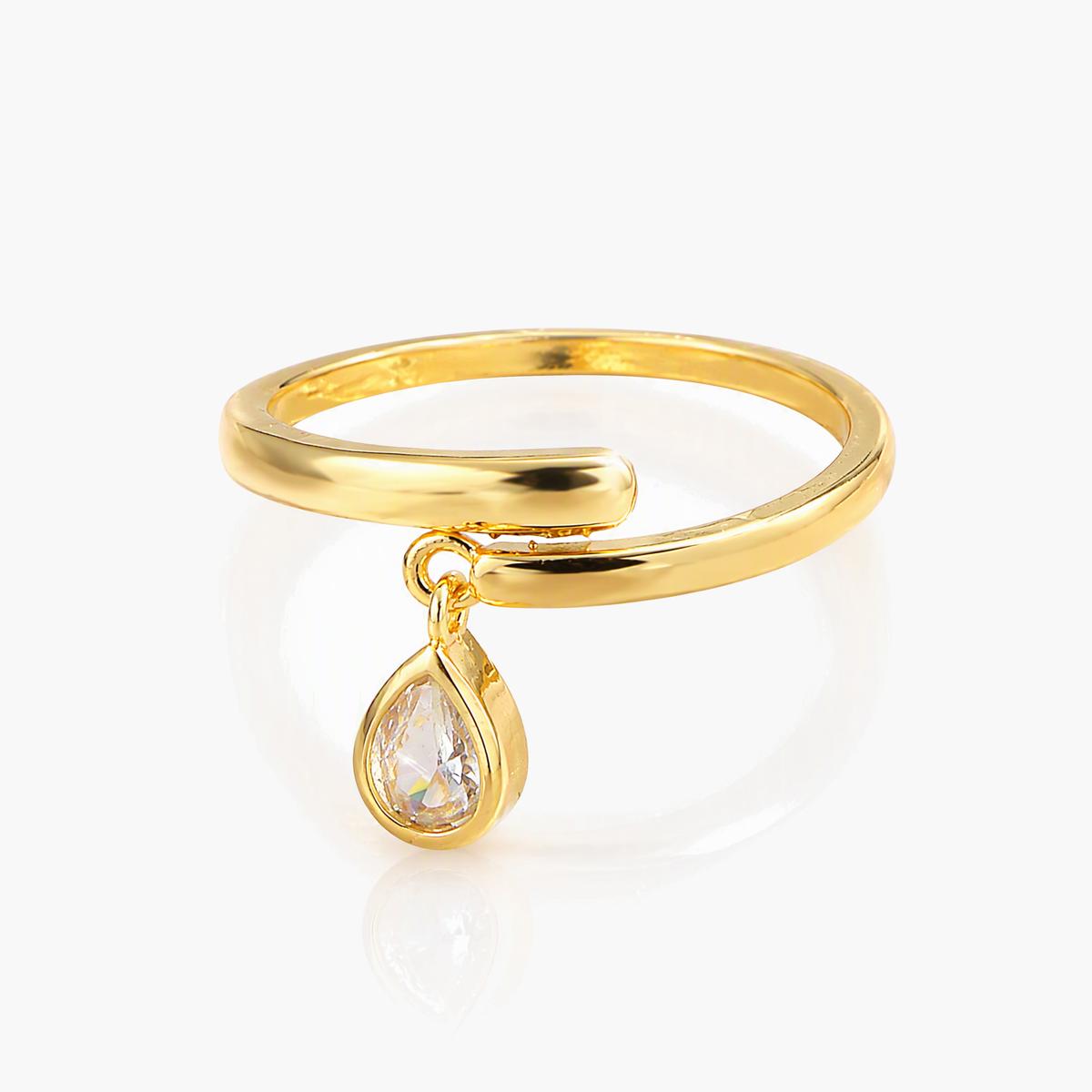 Teardrop Charm Open Ring
