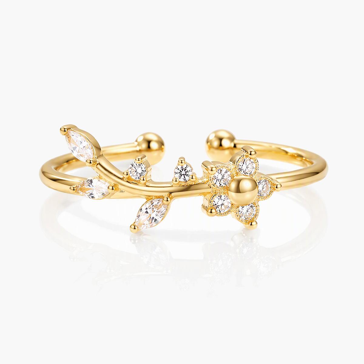 Dainty Floral Vine Open Ring