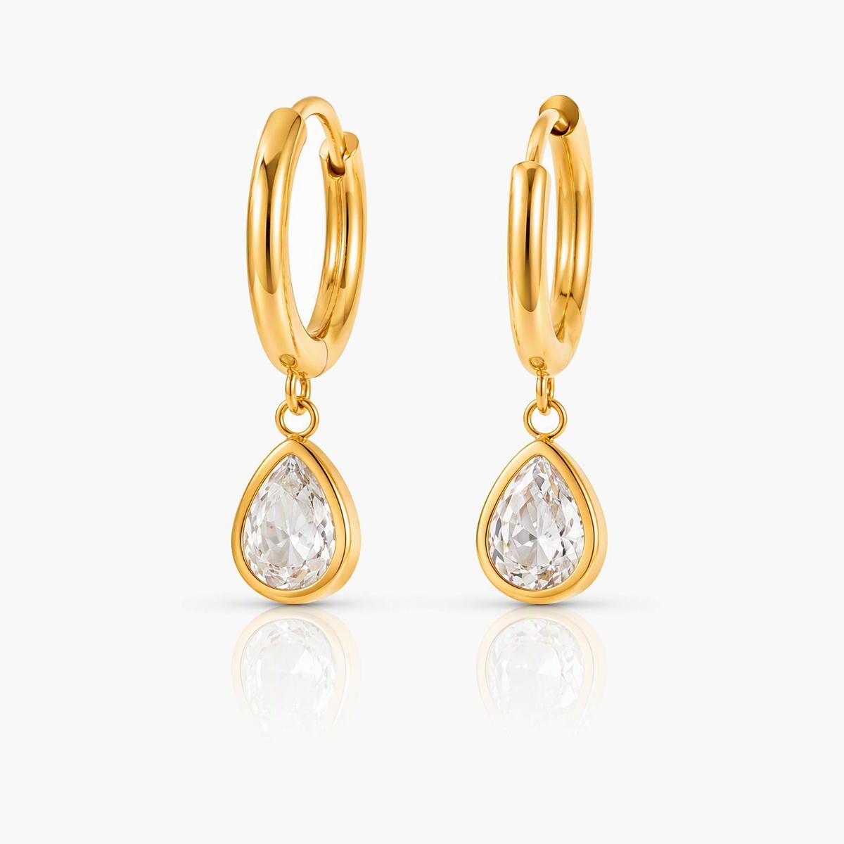 Teardrop Charm Hoop Earrings